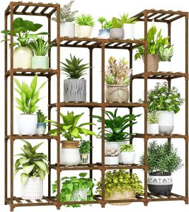 Bamworld Suporte de plantas, prateleira grande para plantas, suportes altos de flores, 14 vasos para ambientes externos, para jardim, varanda, pátio, janela, sala de estar, canto, madeira 1 Bamworld Suporte de plantas, prateleira grande para plantas, suportes altos de flores, 14 vasos para ambientes externos, para jardim, varanda, pátio, janela, sala de estar, canto, madeira