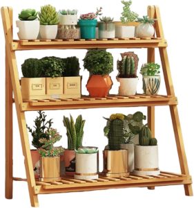 Suporte para plantas Estante jardim vertical, Floreira de madeira com prateleiras, Decorativa