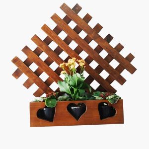 Floreira de Parede Estilizada Rústica Com Cachepô Suporte Para Plantas Flores Imbuia - Palleter