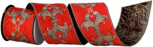 Regency 10,16 cm X5Y Fita de floreira metálica bordada, ouro vermelho