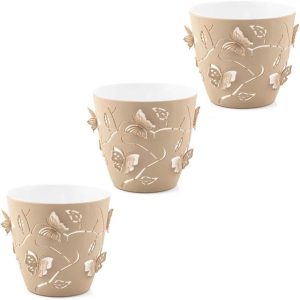 Kit 3 Vasos de Flores Plantas Cachepot 3D Floreira de Mesa Decor 700ml Plasvale Pequeno Borboletas