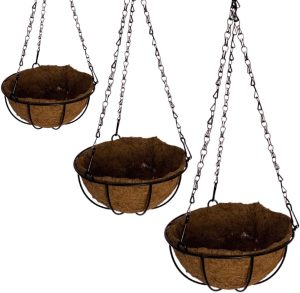 3 Vasos de Fibra de Coco para Plantas Suspenso com Corrente
