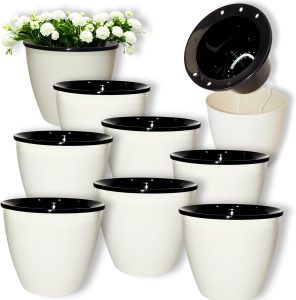 Kit 9 Vasos Autoirrigáveis 9cm Plástico Plantas Pequenas Irrigação Automática Cachepot Mantém Molhado ou Úmido Premium (9)