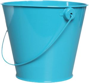 heave 1 vaso de flores de metal colorido, portátil, balde de ferro, suporte de flores, cesta de plantas, vaso para pendurar, areia, para cerca, varanda, decoração de jardim, azul lago, P