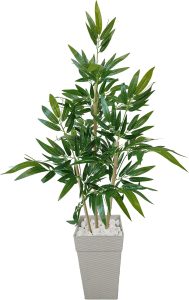 Bambu Artificial Planta Grande Vaso Ratan Decoração (Rattan Branco)