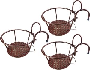 NEISRAI Ferro Arte Metal Trilhos Vaso de Flores Cesto Pendurado para Interior Suporte de Vaso 3 Unidades Plantas Externas Perfeito para Varandas e Decoração de Pátio (Champanhe)