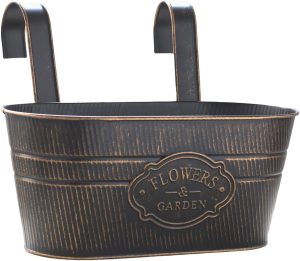 ＫＬＫＣＭＳ Caixa de plantador de janela, varanda, trilhos, plantador de jardim, balde de suspensão, vaso, cerca, vaso de flores, vaso, cesta de flores para, PRETO