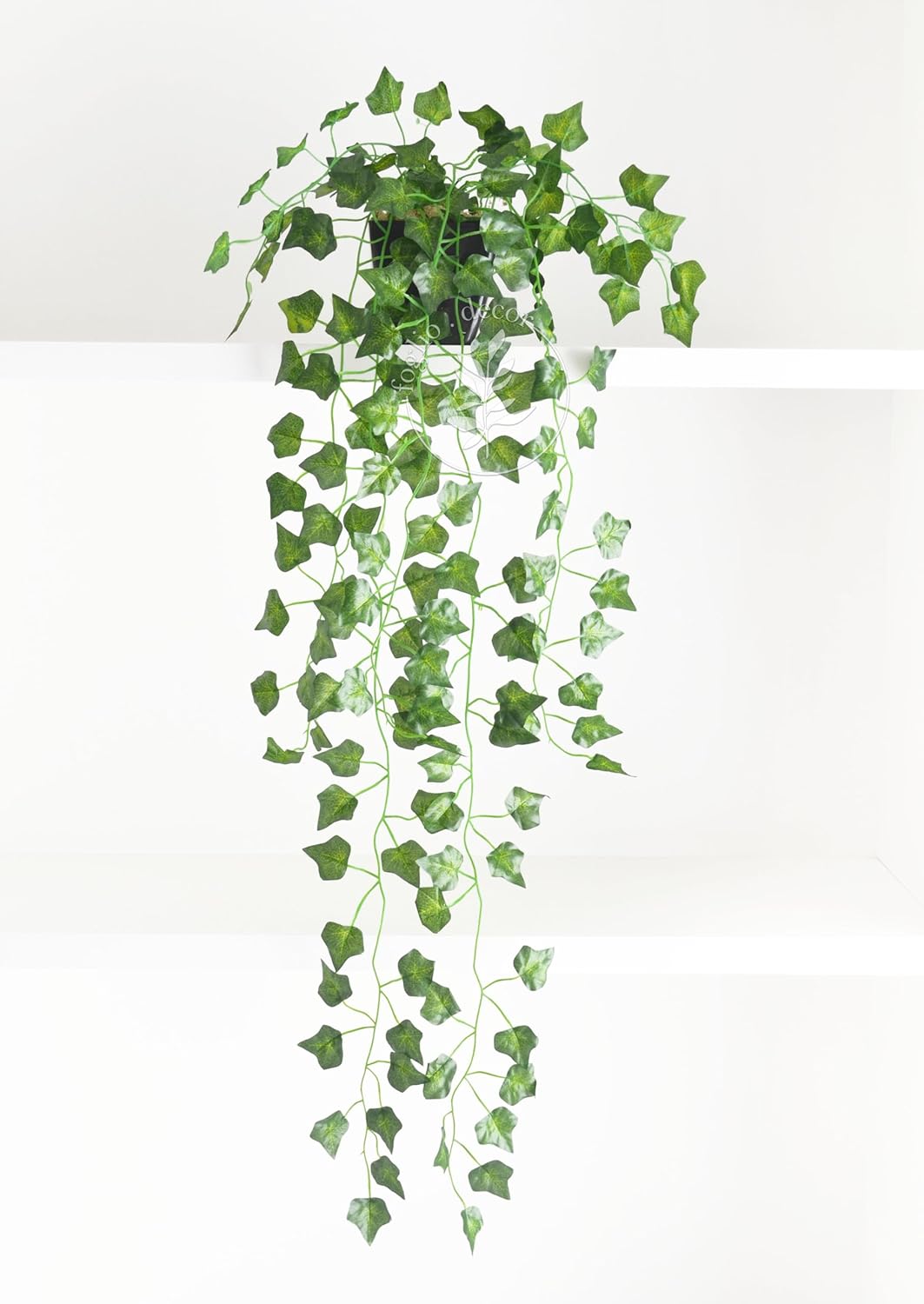 Arranjo de Hera Artificial com Vaso Preto Incluso Tamanho P - Planta Artificial Caída para Prateleira 1 Arranjo de Hera Artificial com Vaso Preto Incluso Tamanho P