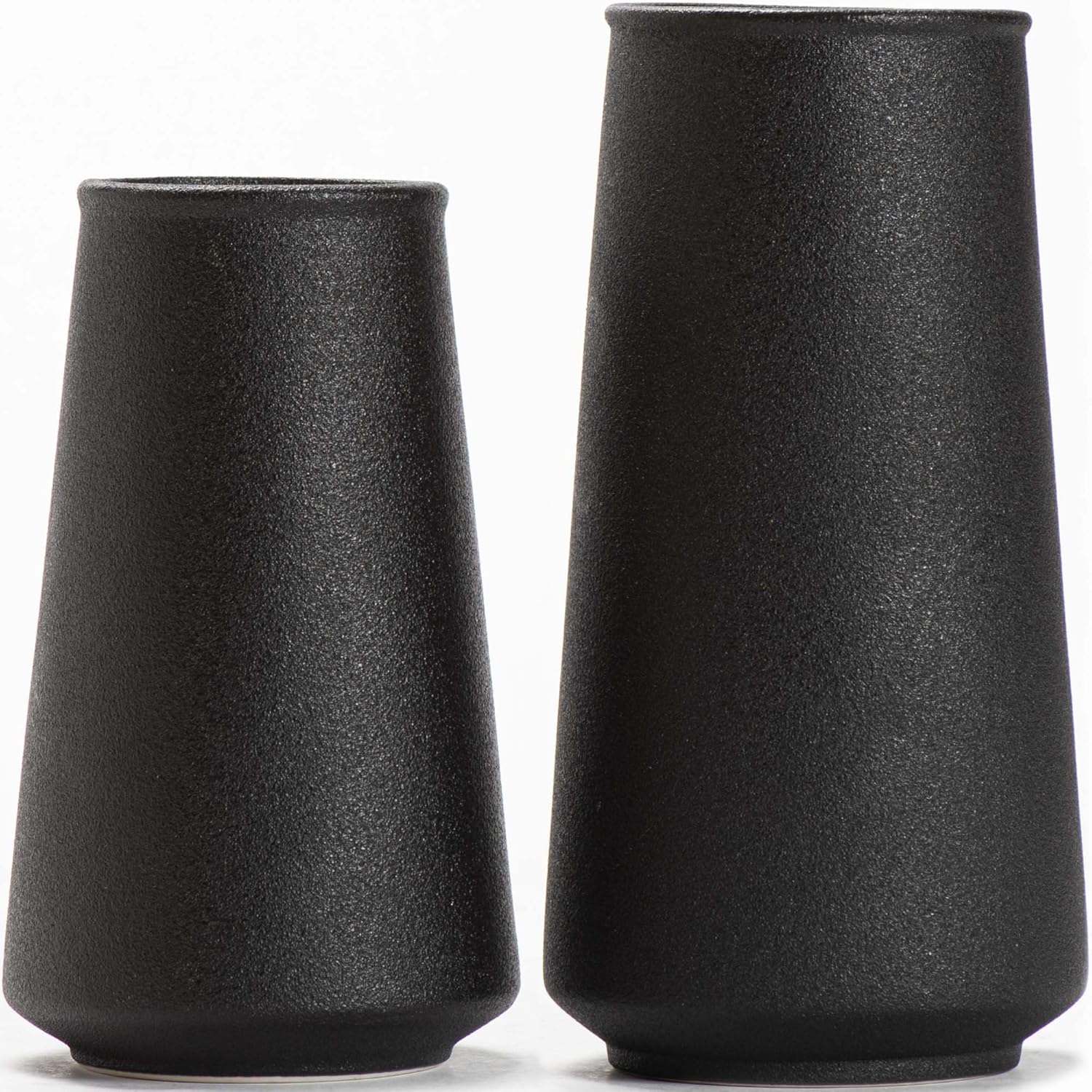 Conjunto de 2 vasos pretos - vaso de flor preto, vaso de cerâmica preto fosco para centros de mesa, vaso boêmio pequeno e grande para decoração de casa, adequado para flores/plantas, decoração de 1 Conjunto de 2 vasos pretos vaso de flor preto