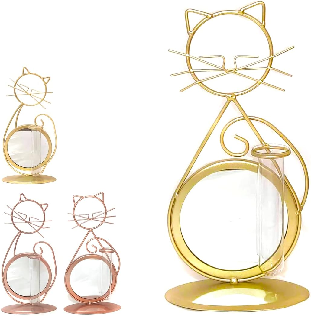 Enfeite Decorativo Gatinho Metal Com Espelho Gato Floreira (Dourado hd54707) 1 Enfeite Decorativo Gatinho Metal Com Espelho Gato Floreira Dourado hd54707