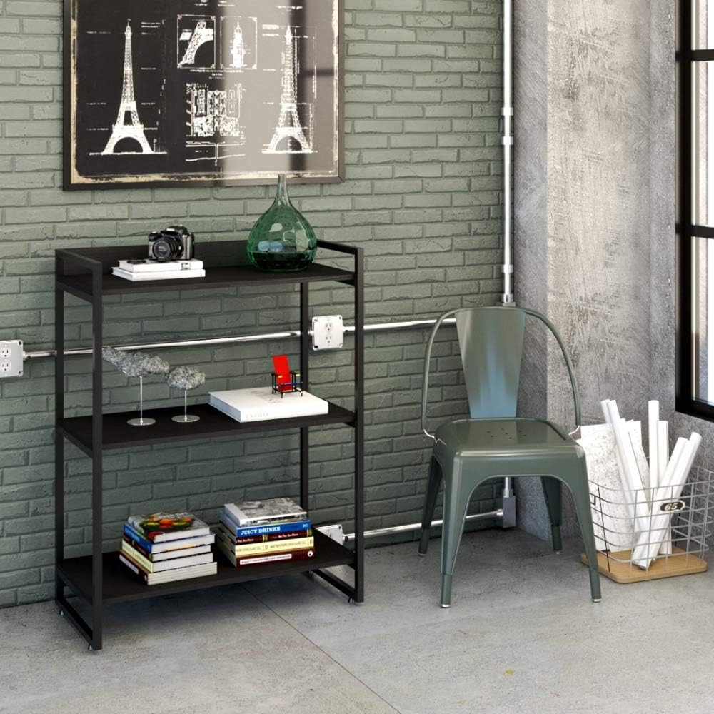 Estante Multiuso 3 Prateleiras 104x80cm Estilo Industrial, Compace, Kuadra, Preto Ônix/Est.Preta 1 Estante Multiuso 3 Prateleiras 104x80cm Estilo Industrial Compace Kuadra Preto