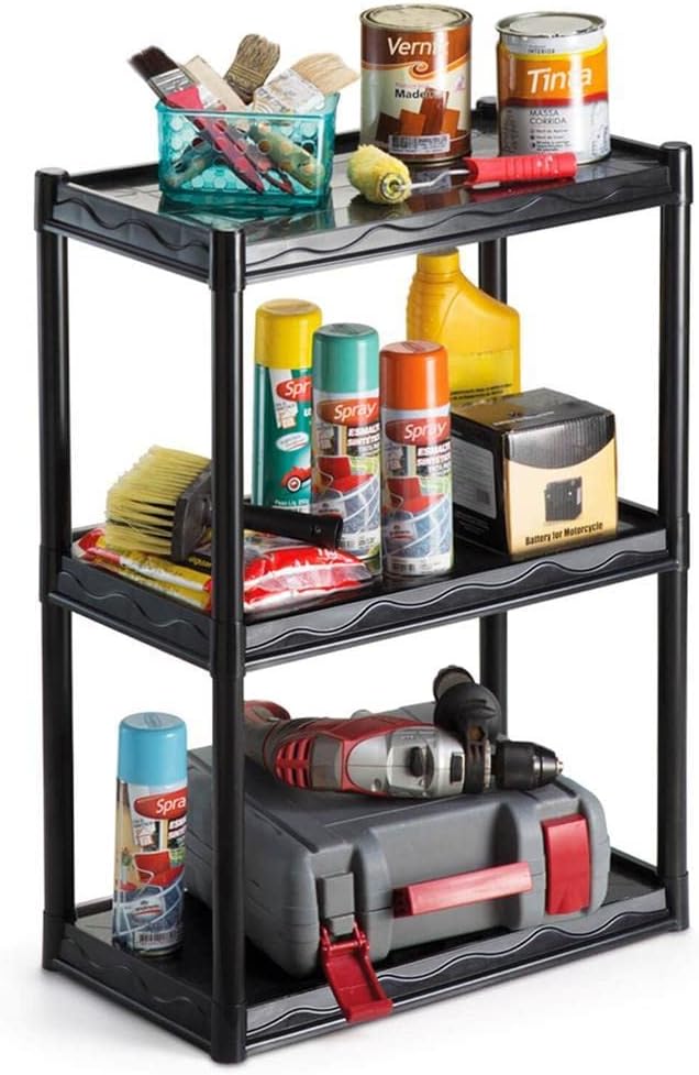 Estante Multiuso com 3 Prateleiras Preto 1 Estante Multiuso com 3 Prateleiras Preto
