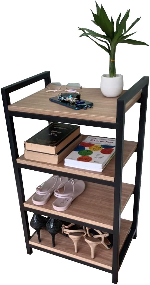 Estante Strassis Design SD-3099 Metal e MDF Cor: Preta 1 Estante Strassis Design SD 3099 Metal e MDF Cor Preta