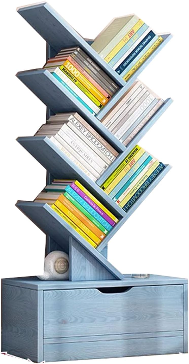 Estante de livros independente, prateleira de árvore com armário, estante aberta industrial, prateleiras de exibição de chão, estantes utilitárias, organizador para livros, CDs, plantas 1 Estante de livros independente prateleira de arvore com armario estante