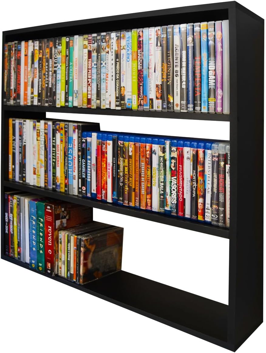 Estante para DVDs (Preto) 1 Estante para DVDs Preto