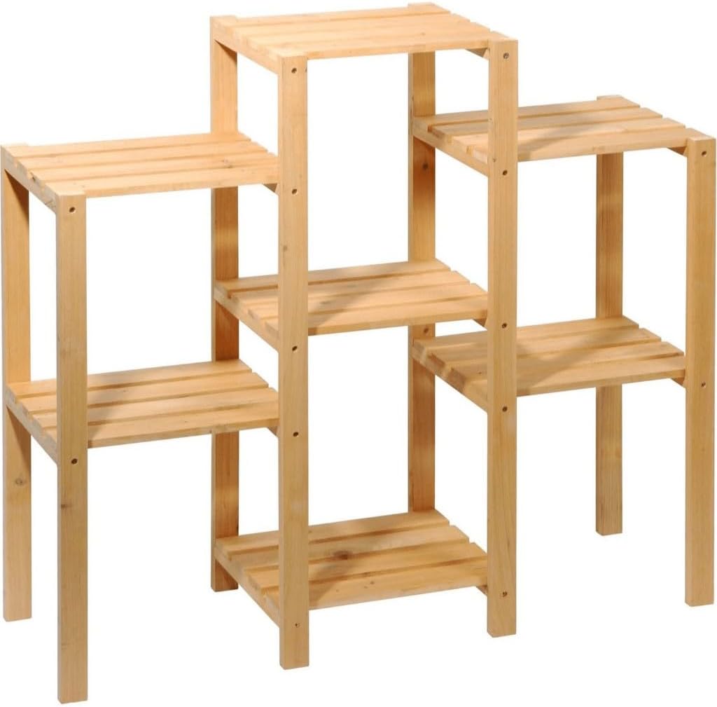 Floreira De ChãO, Envernizado Cor Natural Suporte Para Vasos De Plantas Em Madeira 1 Floreira De ChaO Envernizado Cor Natural Suporte Para Vasos De