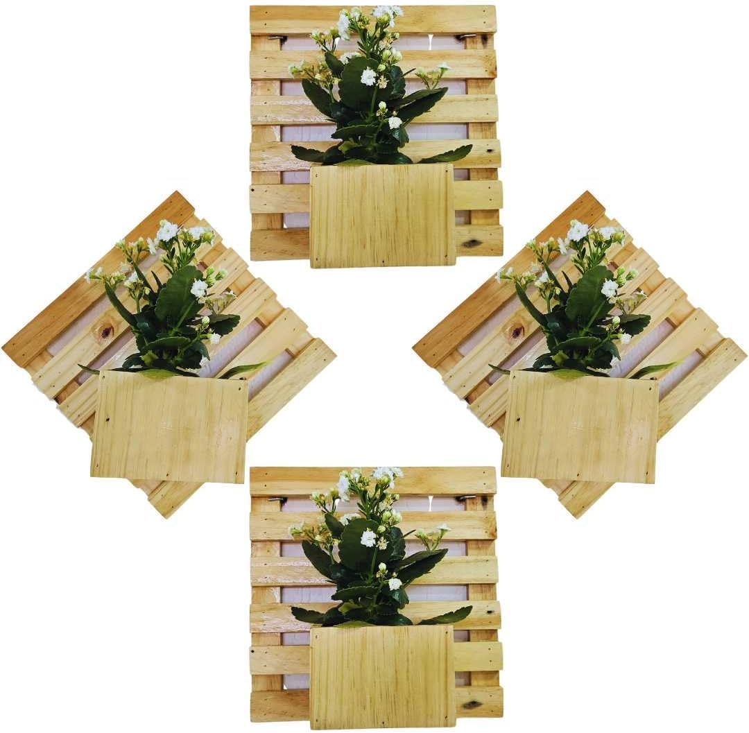 Floreira com cachepot de madeira para jardim vertical para uso em ambiente interno e externo ripado para plantas 1 Floreira com cachepot de madeira para jardim vertical para uso
