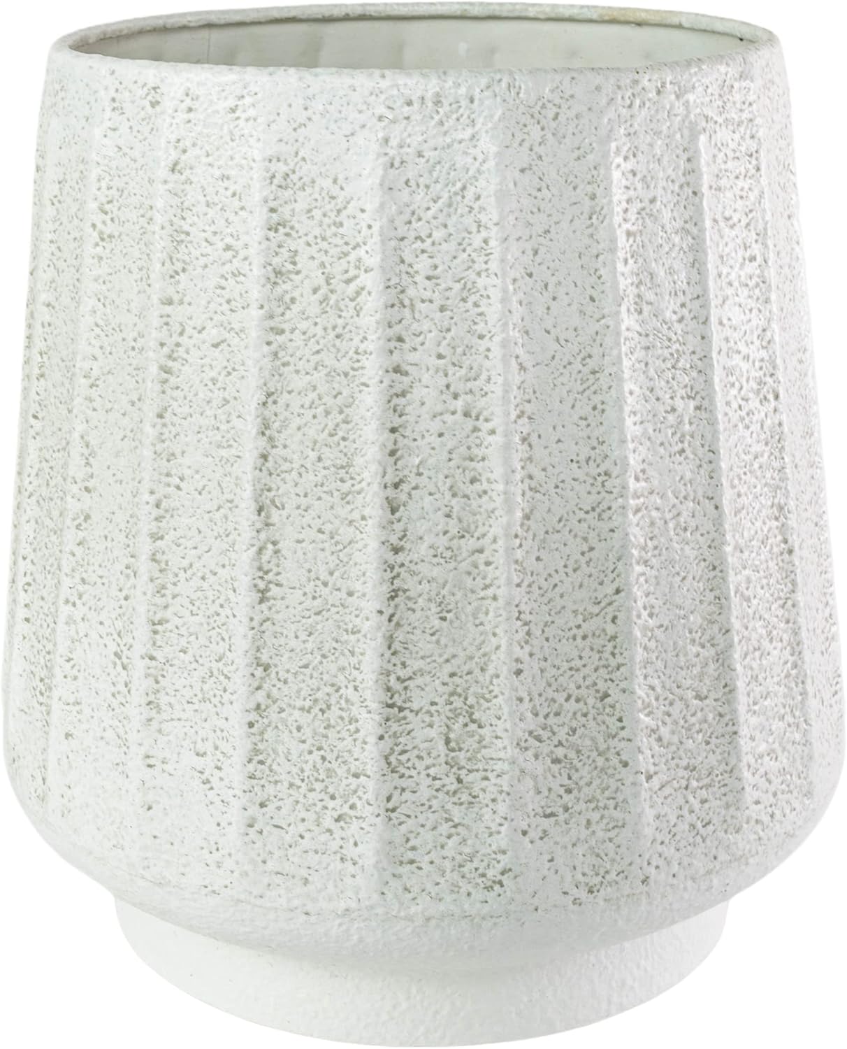 Floreira de areia canelada para casa e jardim em metal branco 1 Floreira de areia canelada para casa e jardim em metal
