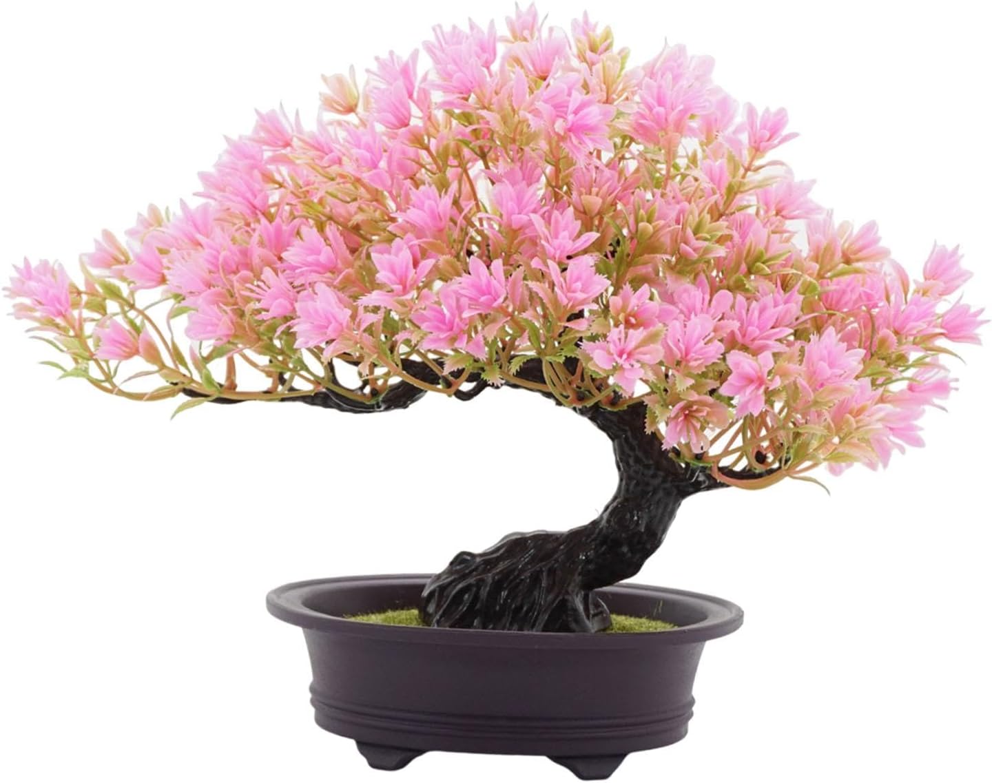 Gralara Árvore artificial de bonsai, bonsai falso, pequenas plantas falsas, decoração, plantas artificiais para estante, janela, mesa de sala de estar, ROSA 1 Gralara Arvore artificial de bonsai bonsai falso pequenas plantas falsas