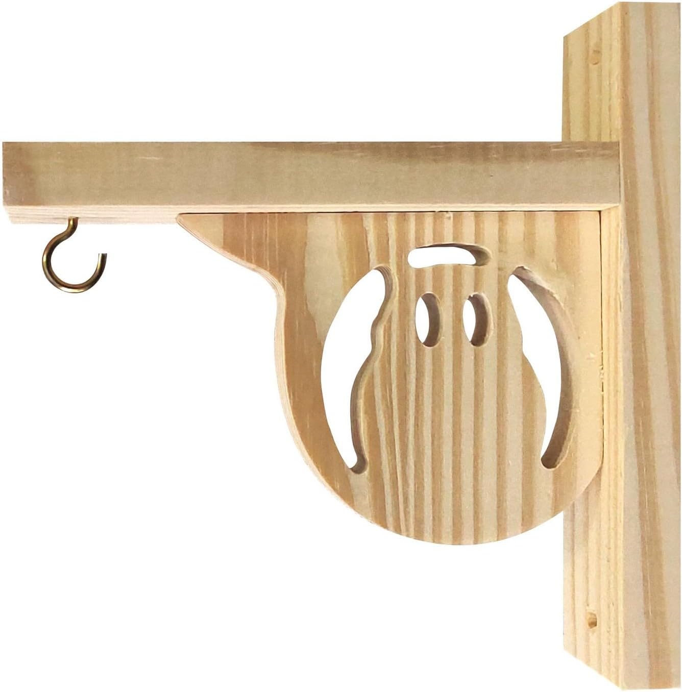 KIAGA, Suporte Mão Francesa Corujinha em Madeira de Pinus para Vasos de Plantas Cor:PINUS NATURAL;Tamanho:20X20X4,8 CM 1 KIAGA Suporte Mao Francesa Corujinha em Madeira de Pinus para
