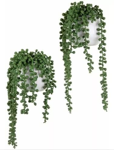 Kit 2 Suculentas Pendente Artificial Com 3 Ramos De 60, 70 E 80 Cm. 1 Kit 2 Suculentas Pendente Artificial Com 3 Ramos De 60