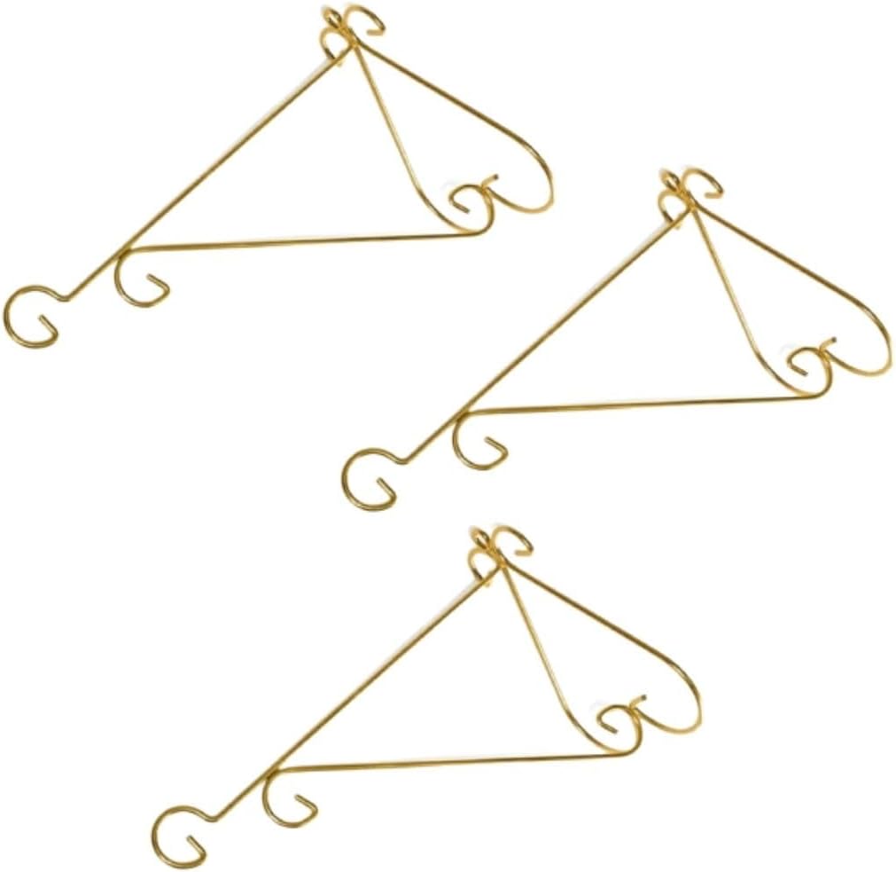 Kit 3 Suporte de Vaso e Planta Dourado Mão Francesa Arabesco Para Pendurar e Planta Na Parede De Metal Artístico de Luxo 1 Kit 3 Suporte de Vaso e Planta Dourado Mao Francesa