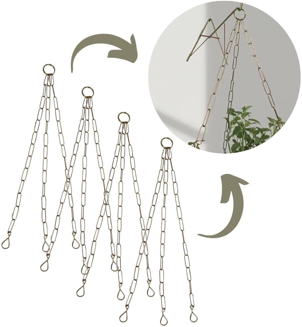 Kit 6 Corrente Tripla Suporte de Vaso Dourado De Metal Kit Suspenso Para Pendurar Planta Nutriplan 44cm 1 Kit 6 Corrente Tripla Suporte de Vaso Dourado De Metal