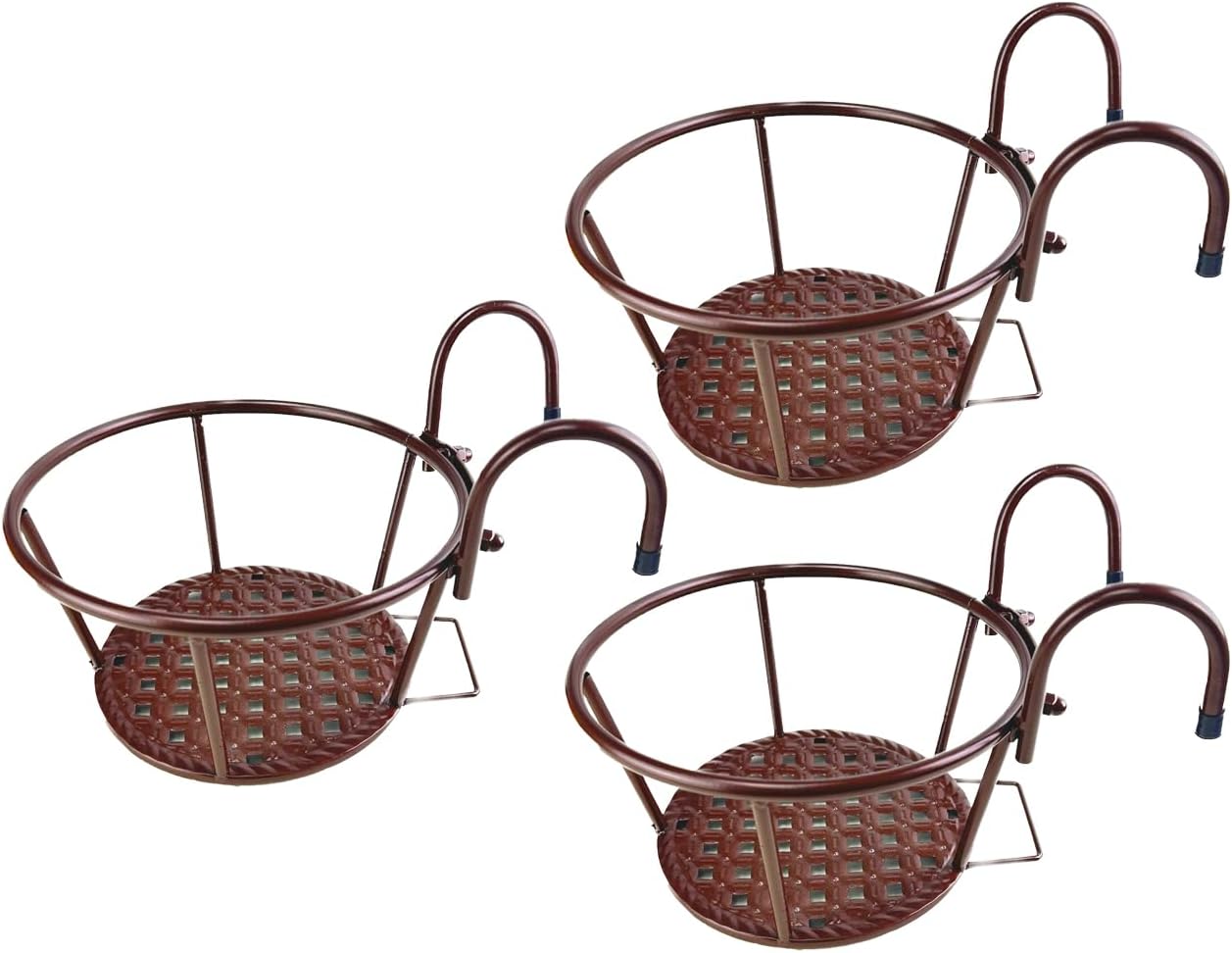 NEISRAI Ferro Arte Metal Trilhos Vaso de Flores Cesto Pendurado para Interior Suporte de Vaso 3 Unidades Plantas Externas Perfeito para Varandas e Decoração de Pátio (Champanhe) 1 NEISRAI Ferro Arte Metal Trilhos Vaso de Flores Cesto Pendurado