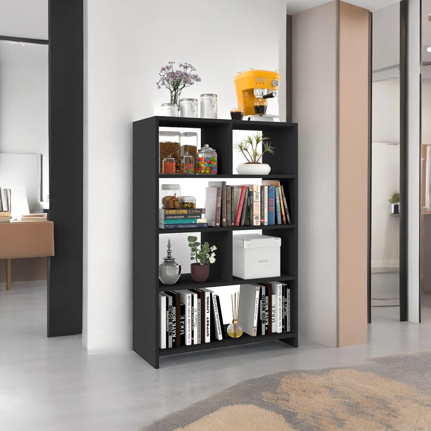Organizador Estante com Divisórias Livreiro para Escritorio Sala Quarto Sapateira Prateleira para Decoração Divisor de Ambientes - Preto 1 Organizador Estante com Divisorias Livreiro para Escritorio Sala Quarto Sapateira