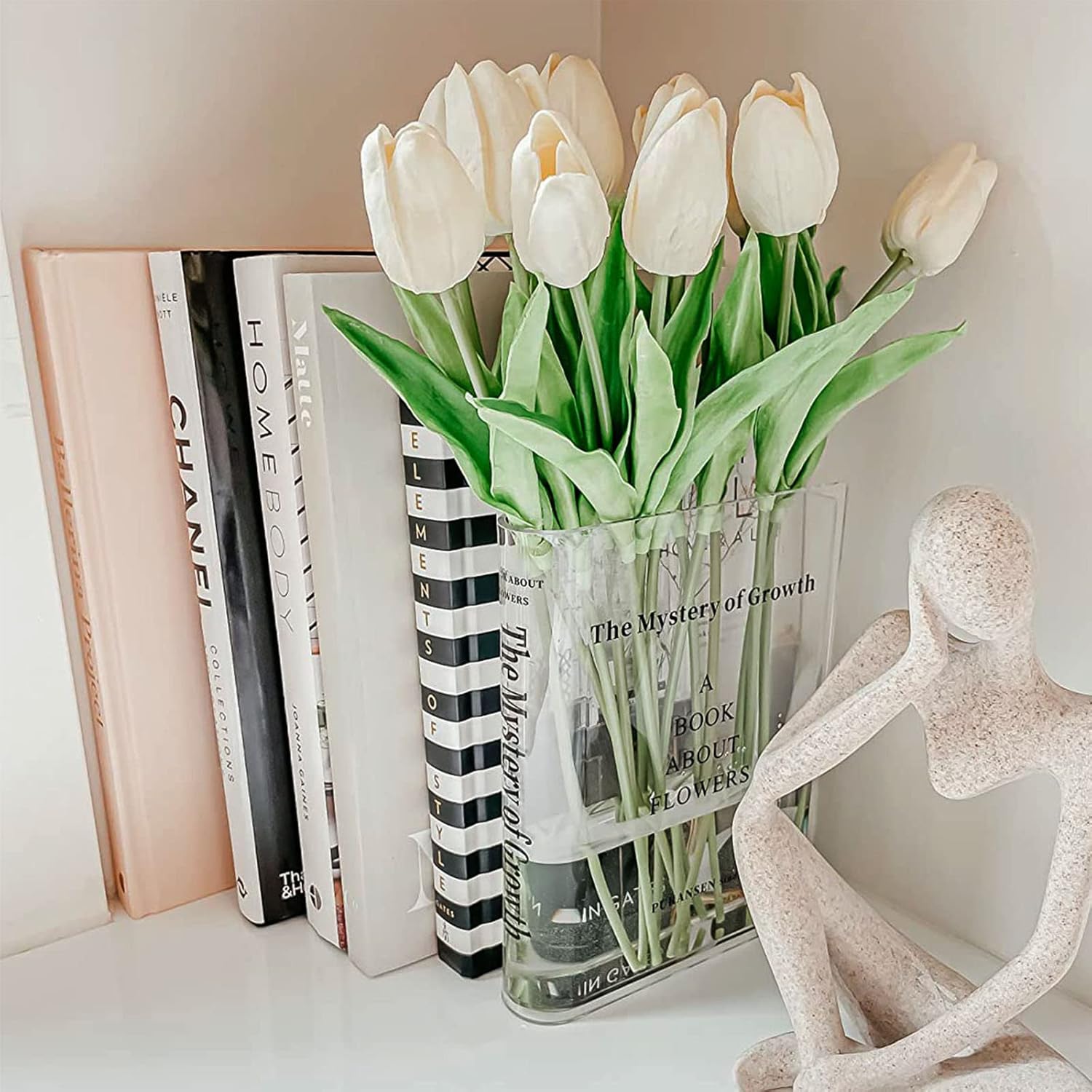 Puransen Vaso de suporte de livros para flores – Linda decoração de estante; vaso exclusivo para amantes de livros, vasos de acrílico de sabor artístico e cultural para decoração de escritório em 1 Puransen Vaso de suporte de livros para flores – Linda