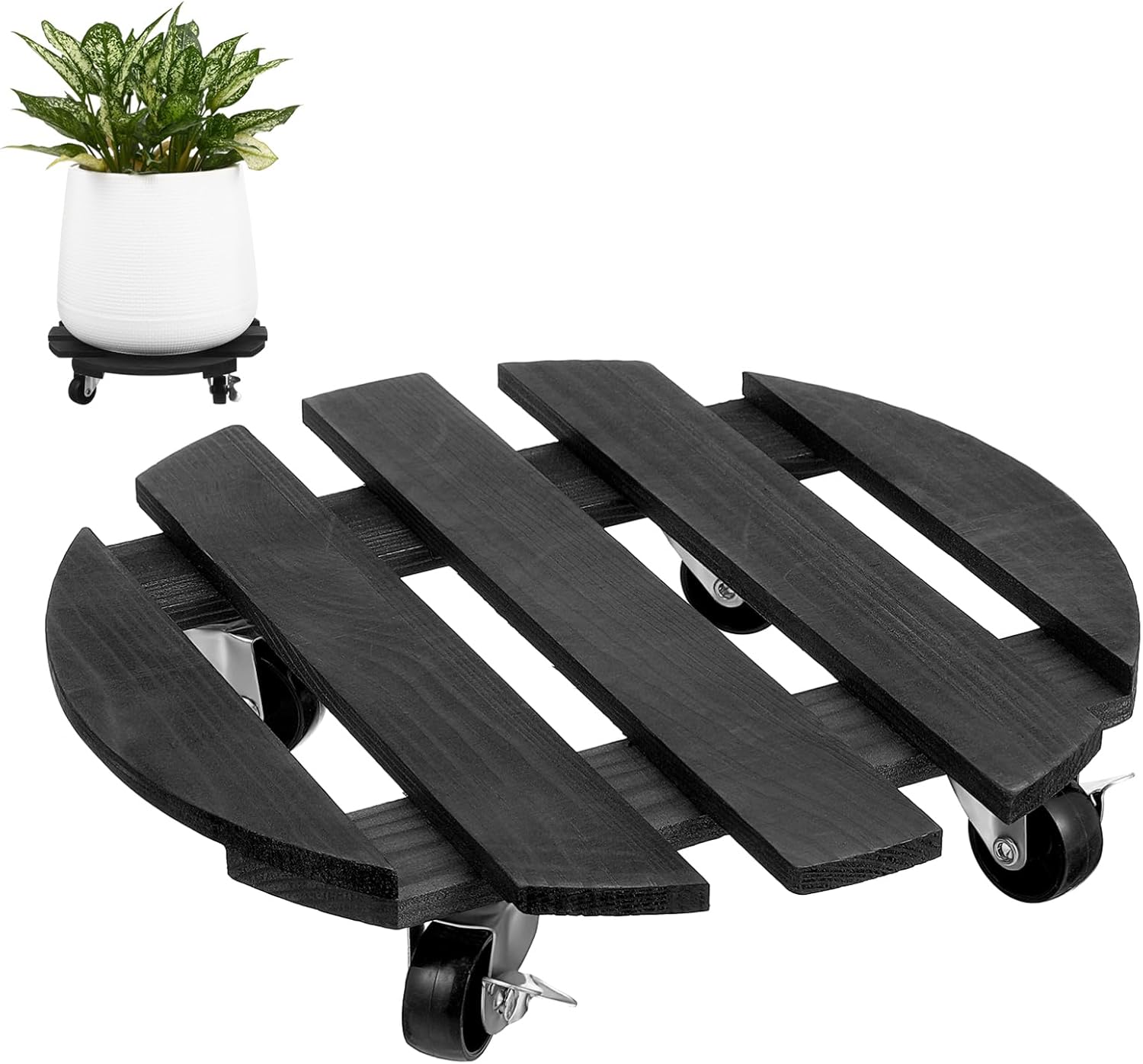Sosoport Suporte Para Plantas Com Rodas Rolo Para Plantas De Madeira Para Serviço Pesado Suporte Para Plantas Redondo Com Rodízios De Metal Com Trava De Madeira 1 Sosoport Suporte Para Plantas Com Rodas Rolo Para Plantas De