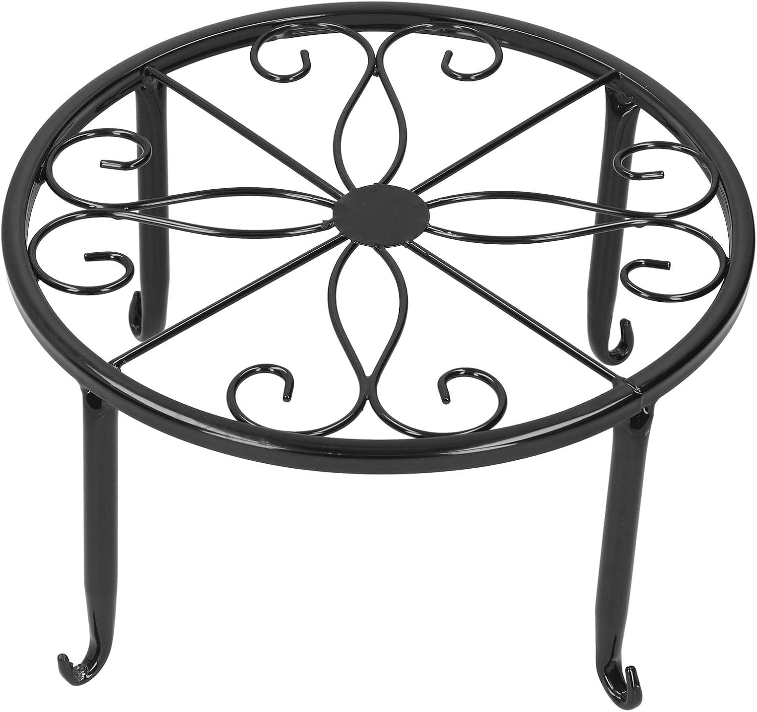 Suporte de plantas para vaso de flores, suporte de vaso de flores de ferro forjado, suporte redondo resistente para vasos de exposição para ambientes internos e externos, decoração de quarto, preto 1 Suporte de plantas para vaso de flores suporte de vaso