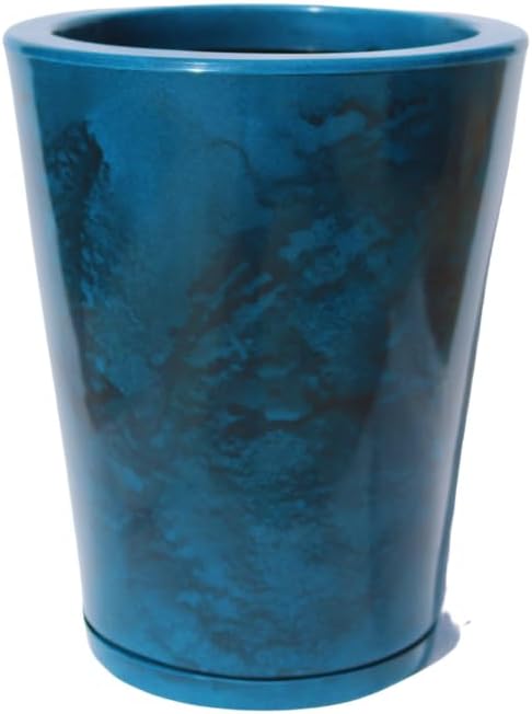 Vaso Decorativo Polietileno para Plantas Coluna Redonda Cone Lisa Moderna Jardim Sala N2 Com Prato 40x32 (Azul) 1 Vaso Decorativo Polietileno para Plantas Coluna Redonda Cone Lisa Moderna