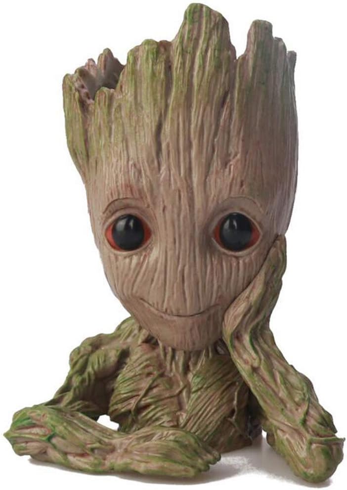 Vaso de flores em forma de treeman Groot para suculentas Vaso de flores lindas plantas verdes com suporte para caneta, presente para professores, presente da Groot (Think) 1 Vaso de flores em forma de treeman Groot para suculentas