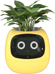 Masdio Vasos de flores inteligentes, com inteligência artificial, exibição de temperatura de tempo e inúmeras animações expressivas baseadas no ambiente, para decoração de interiores, presentes