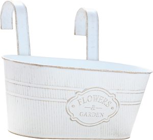 Generic Floreira suspensa para trilhos de varanda, caixa de jardineira para janela Floreira suspensa rústica para parede, recipiente para plantas, cesta para, BRANCO