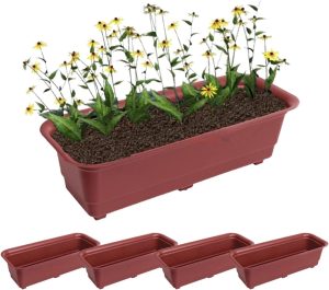 Kit 5 Jardineira Floreira Vaso Retangular 39cm Para Planta Flor Jardim Marrom - AMZ