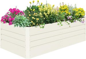 SnugNiture Canteiro de jardim elevado galvanizado 1,8 x 7,5 m x 6 m Kit de aço para plantador de metal grande para vegetais, flores, ervas e suculentas
