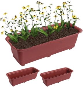 Kit 3 Jardineira Floreira Vaso Retangular 39cm Para Planta Flor Jardim Marrom - AMZ