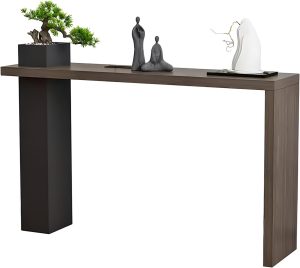 Mesa Console Com Floreira, Mesa De Entrada Estreita Para Corredor, Mesa De Entrada De Madeira Maciça E Metal, Fácil Montagem(80x30x85cm/31x12x33in)