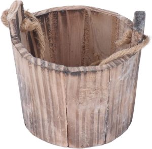 Vasos de Flores Vaso de Plantas de Jardim Plantador de Barril Vaso de Jardim de Barril Redondo Pendurado na Parede Vaso de Flores de Jardim de Madeira para Pátio de Jardim, Deck,