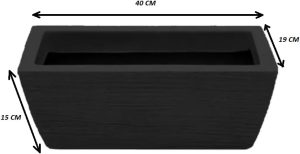 Vaso jardineira floreira pequena decorativo luxo polietileno textura grafiato (PRETO)