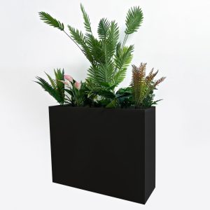 MinCHI257 Vaso grande de metal 96,5 cm x 33 cm 76,2 cm - Vaso retangular alto para pátio ao ar livre/varanda design moderno para plantas, flores, jardim, preto