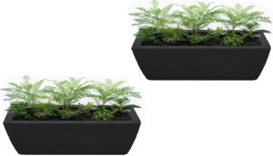 jogo de 2 Vasos Decorativo Jardineira Floreira Horta Polietileno 64cm (PRETO)