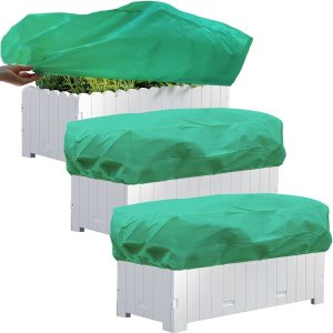 KBOROVER 3 Peças de Plantador Retangular para Plantas, Cobertor Contra Geada No Inverno, Capas Contra Geada para Floreiras com Cordão para Proteger Flores Em Floreiras de Varanda(Verde, 39,4 * 17,7 