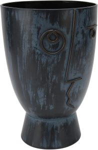 Vaso de Flor de Cabeça de Metal, Moderno, Estável, Decorativo, à Prova de Ferrugem, Material de Ferro Compacto, Plantador de Personagem Abstrato para Varanda para Escritório