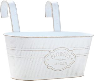 ＫＬＫＣＭＳ Caixa de plantador de janela, varanda, trilhos, plantador de jardim, balde de suspensão, vaso, cerca, vaso de flores, vaso, cesta de flores para, BRANCO
