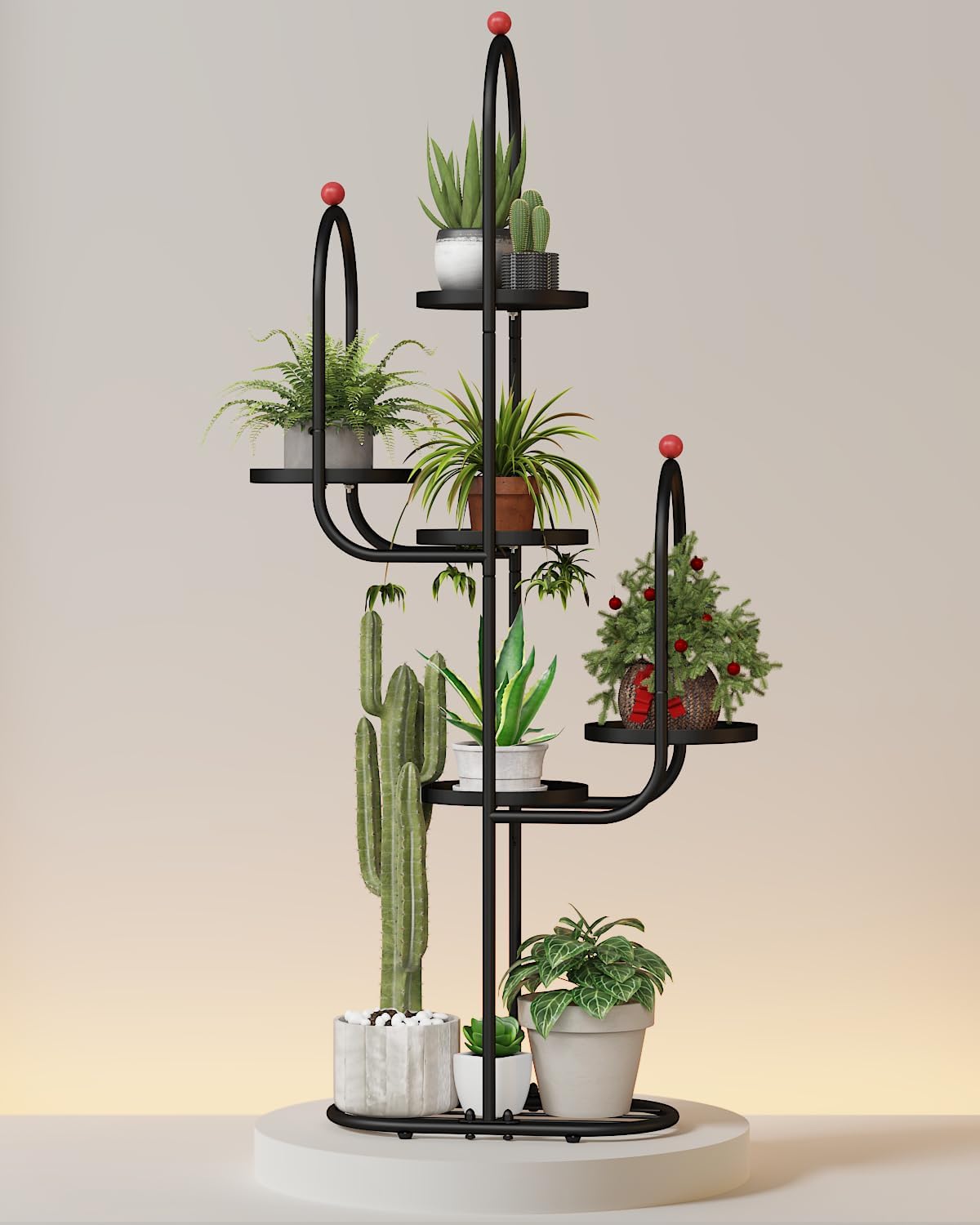 Bamworld Suporte para Plantas de Cactos para Ambientes Internos, Decoração de Natal, Suporte para Vasos de Flores de Metal de Canto, Prateleira para Plantas de 5 Camadas para Pátio, Jardim, Varanda, D 1 Bamworld Suporte para Plantas de Cactos para Ambientes Internos Decoracao