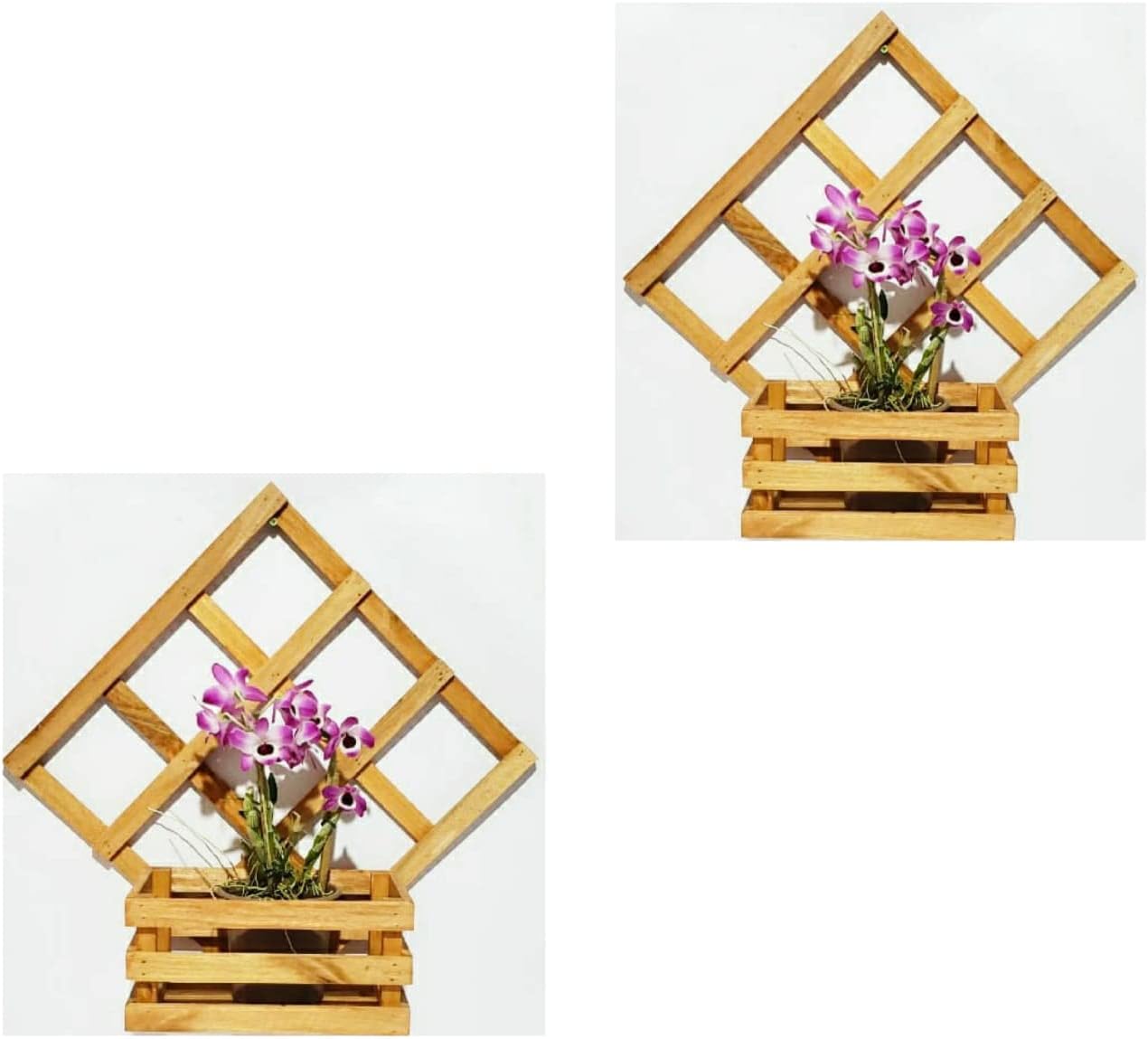 Floreira de madeira jardim vertical para orquídeas kit 2 pec 1 Floreira de madeira jardim vertical para orquideas kit 2 pec