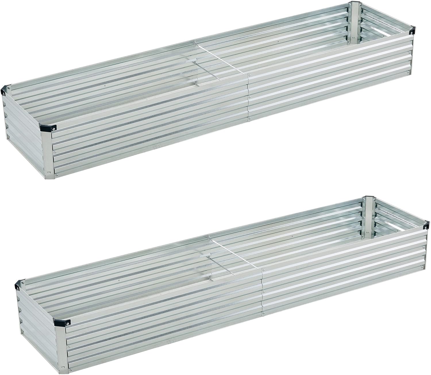 Foxlang 1,8 x 0,5 x 0,3 m (pacote com 2) Cama de jardim elevada galvanizada, caixa de plantio de metal, kit de pátio para vegetais, flores, ervas, prata 1 Foxlang 18 x 05 x 03 m pacote com 2